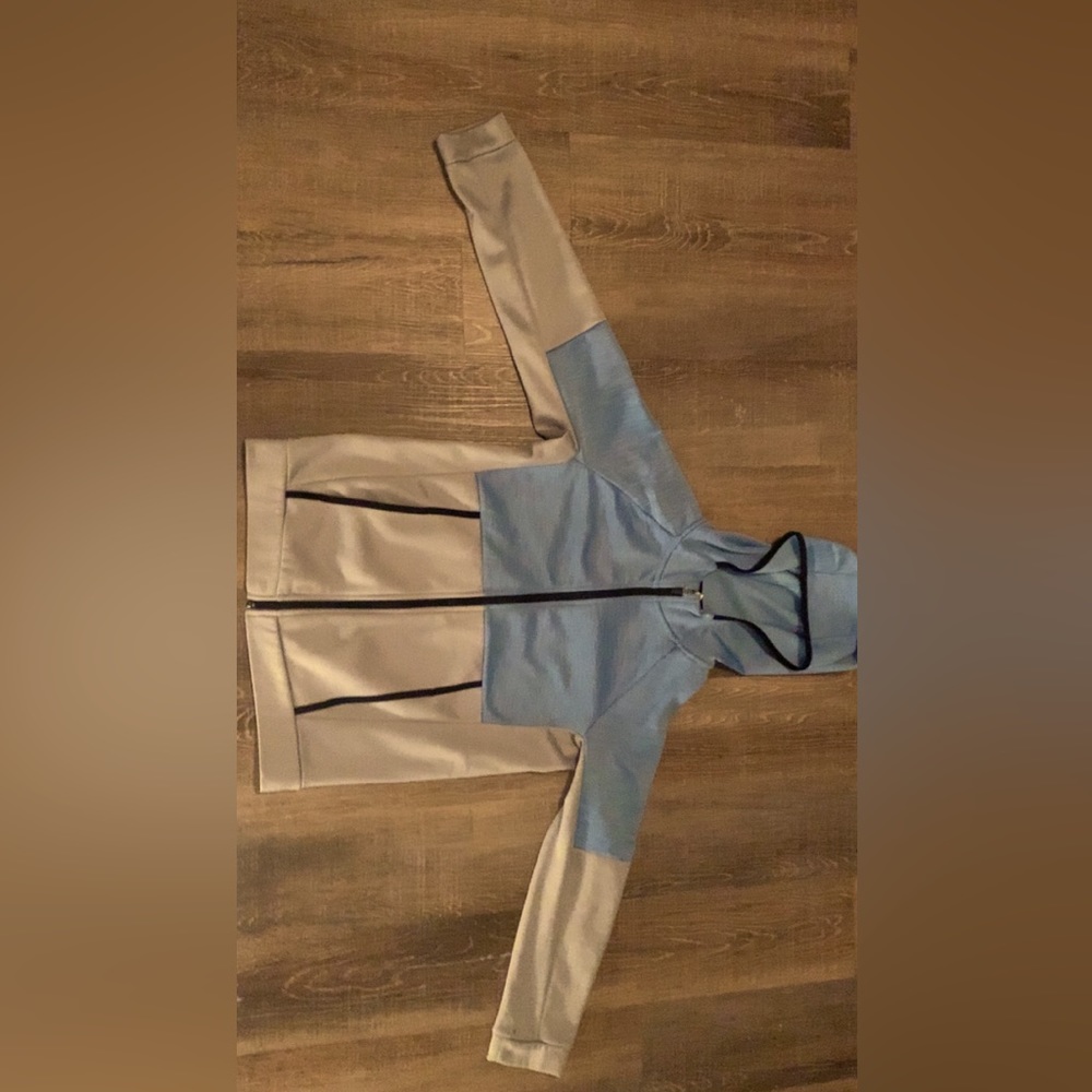 This zipup is a comfortable jacket to wear when it is a little chilly outside